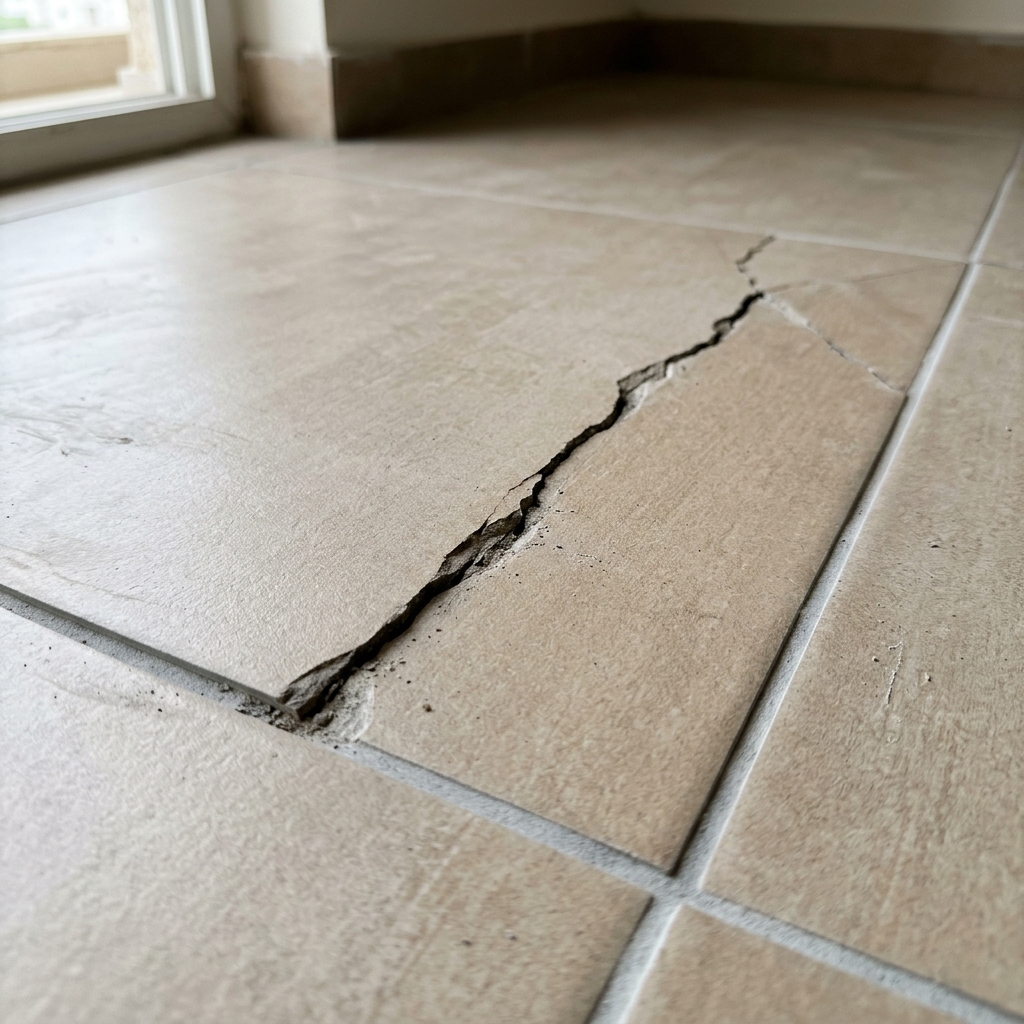 Cracked floor tile defect